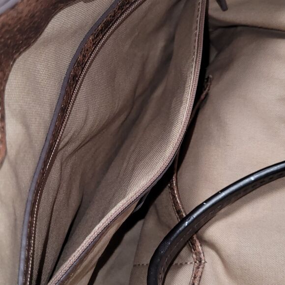 Cole Haan Metallic Brown Leather Double Handled  Satchel Shoulder Bag-Preowned - Picture 6 of 16